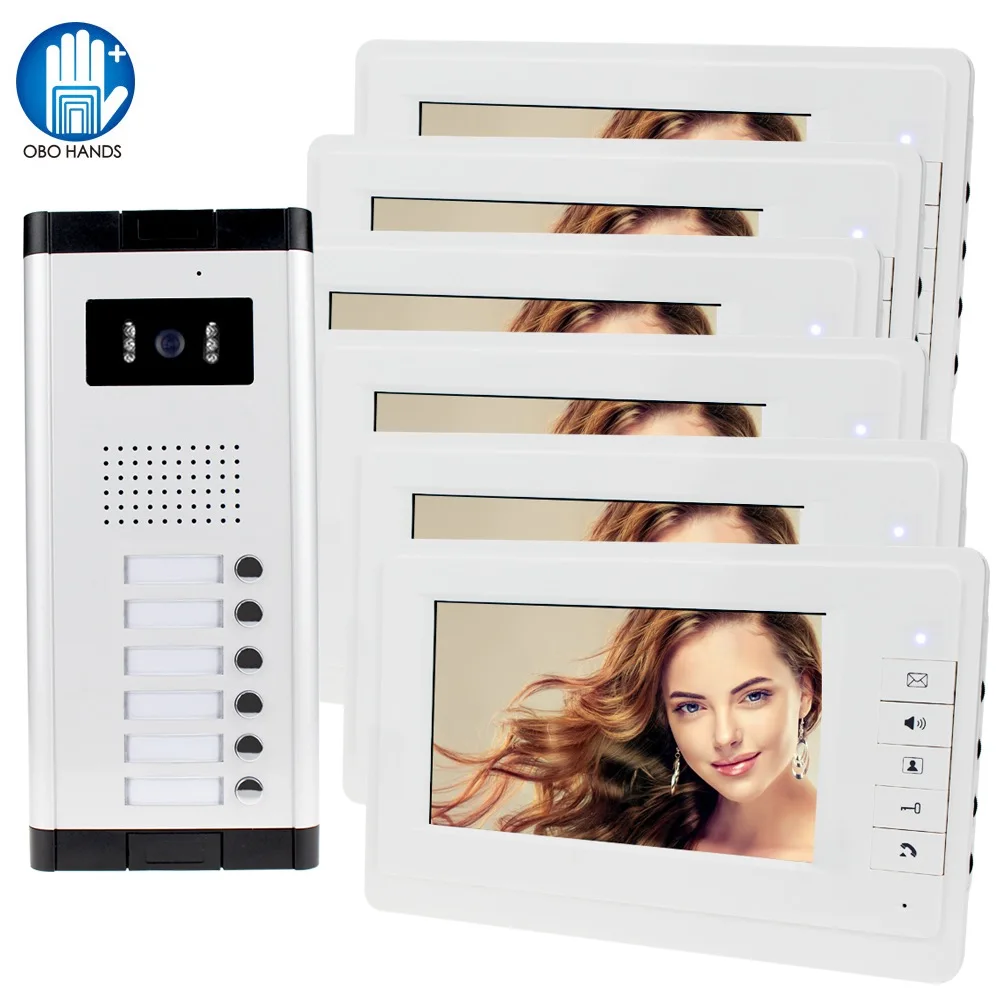 Wired Home 7 Inch Tft Video Intercom Doorbell System Rfid Camera