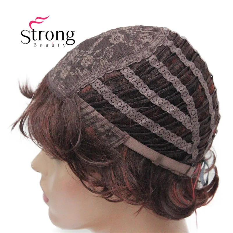 E-7125 #33H350 New Wavy Curly Auburn Mix Red Short Synthetic Hair Full Women's daily Party Wig (7)