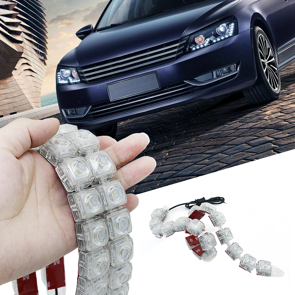

2PCS 6/8/10/12/14/16/18/20 LED DRL Daytime Running Light Flexible Led Strip DC 12V Universal Auto COB SMD Fog Light Car Styling