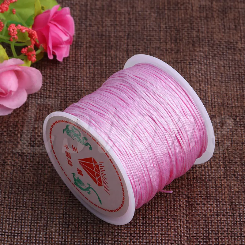 1 рулон 0,8 мм 45 м нейлоновый китайский браслет макраме плетеный шнур нить - Цвет: Розовый
