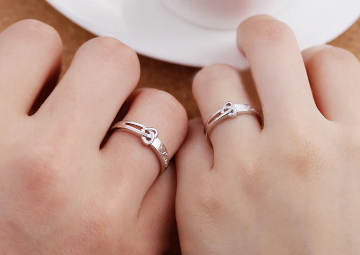 Fashion Silver-color Wedding Rings Set for Women and Men Jewelry Letters \