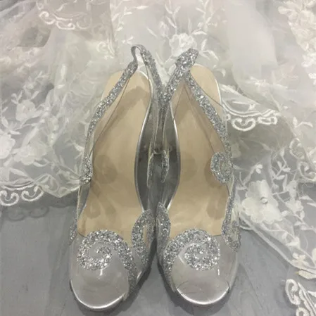 FGHGF 2019 Bride high heels, luxury transparent design, high heels 10.5 cm high, large size custom 35-45