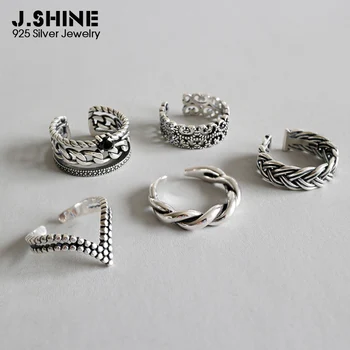 

JShine S925 Sterling Silver Rings for Women Vintage Geometric Twist Knuckle Cubic Zirconia Adjustable Rings Fashion Jewelry