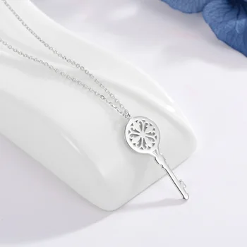 

925 Sterling Silver Key Pendant Necklaces For Women Long Link Chain Necklace Choker Party Jewelry cadenas de plata 925 mujer