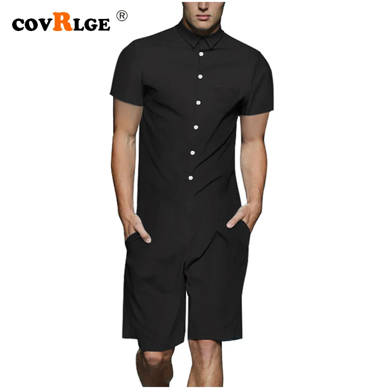Covrlge Men's Rompers 2019 New Men Onesies Fashion Men's Sets Summer Overall Men Clothes Tshirt High Quality Men Suit MSX001 Covrlge Men's Rompers 2019 New Men Onesies Fashion Men's Sets Summer Overall Men Clothes Tshirt High Quality Men Suit MSX001
