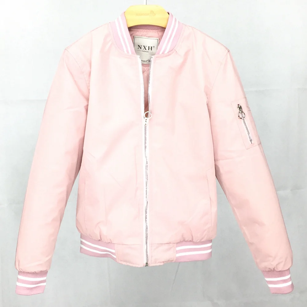 NXH материал для девочек, осенняя модная куртка-пилот, Женская Базовая куртка с длинным рукавом, Повседневная теплая верхняя одежда, хорошее качество - Цвет: Розовый