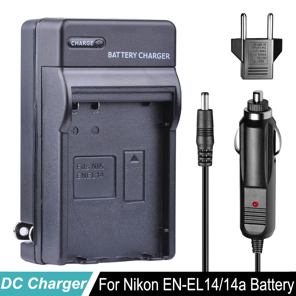 

EN-EL14 Battery ENEL14 EN EL14a Car Charger + EU Plug for For Nikon D3100 D3200 D3400 D5100 D5200 D5300 D5600 DF P7000 P7100 P78