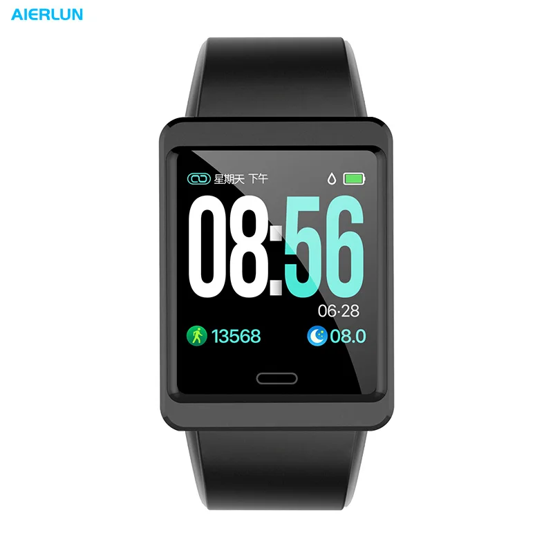 Aierlun Водонепроницаемый Смарт Браслет Smartwatch сердечного ритма спортивная модель фитнес-трекер носимые устройства для мужчин и женщин подарок - Цвет: Black