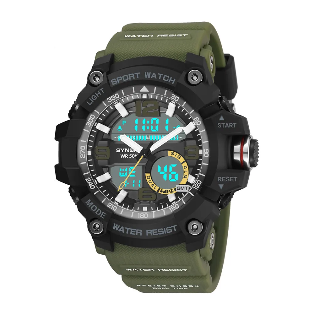 Sports Watches Large Dial Digital Quartz LED Military Waterproof Men Wrist Watch Sport Quartz Wrist Watch Digital Military 2019