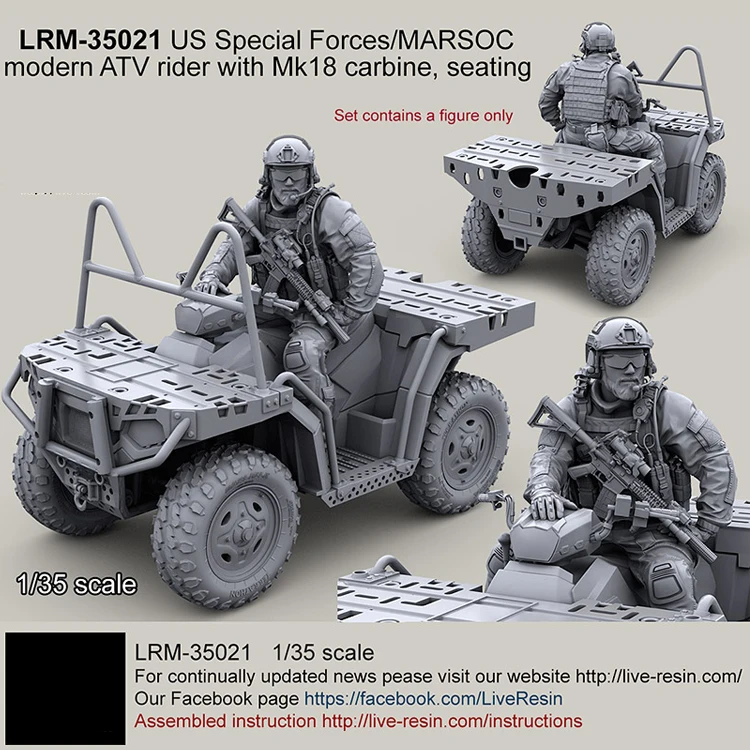 1/35 США современный мотовездеход спецназа с Mk18 не включает автомобиль полимерная