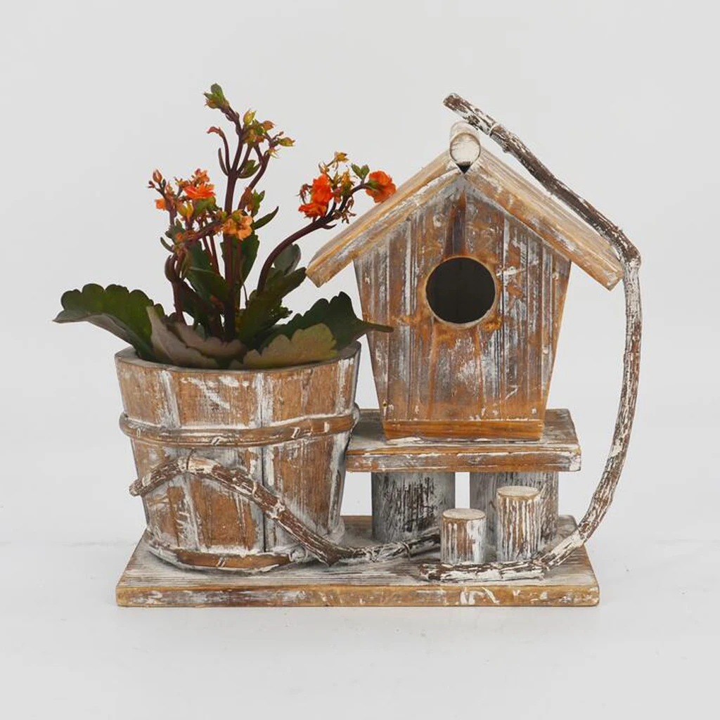 Wooden Pot for Succulent Decorative Container Planter Cacti Flower Bonsai, Garden Home Table Desktop Decor Ornament