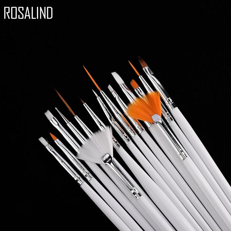

ROSALIND 15PCS/set Nail Tools Nail Brush Dotting Painting Drawing Pen Nail Art Brush Gel Polish Brushes Tools Gel Painting Pen