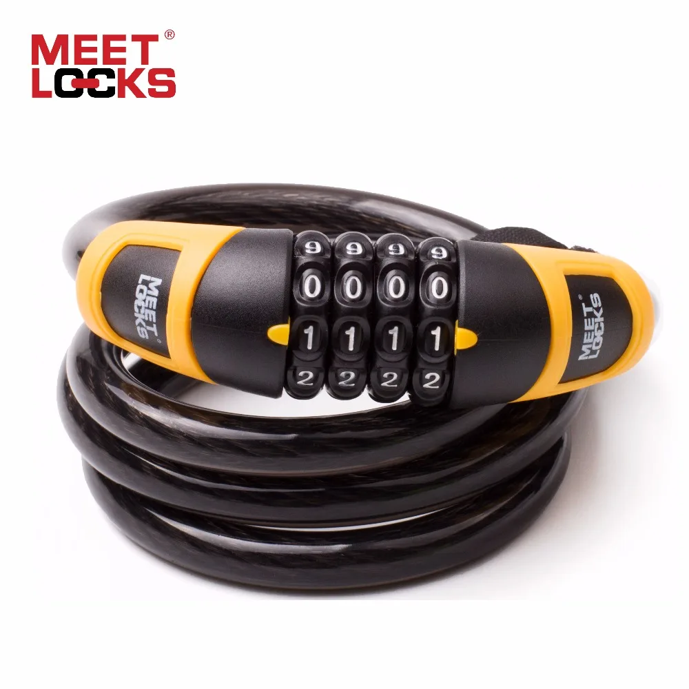 MEETLOCKS Bicycle Lock Anti Theft Cable Lock Bicycle Alarm Coiled Steel