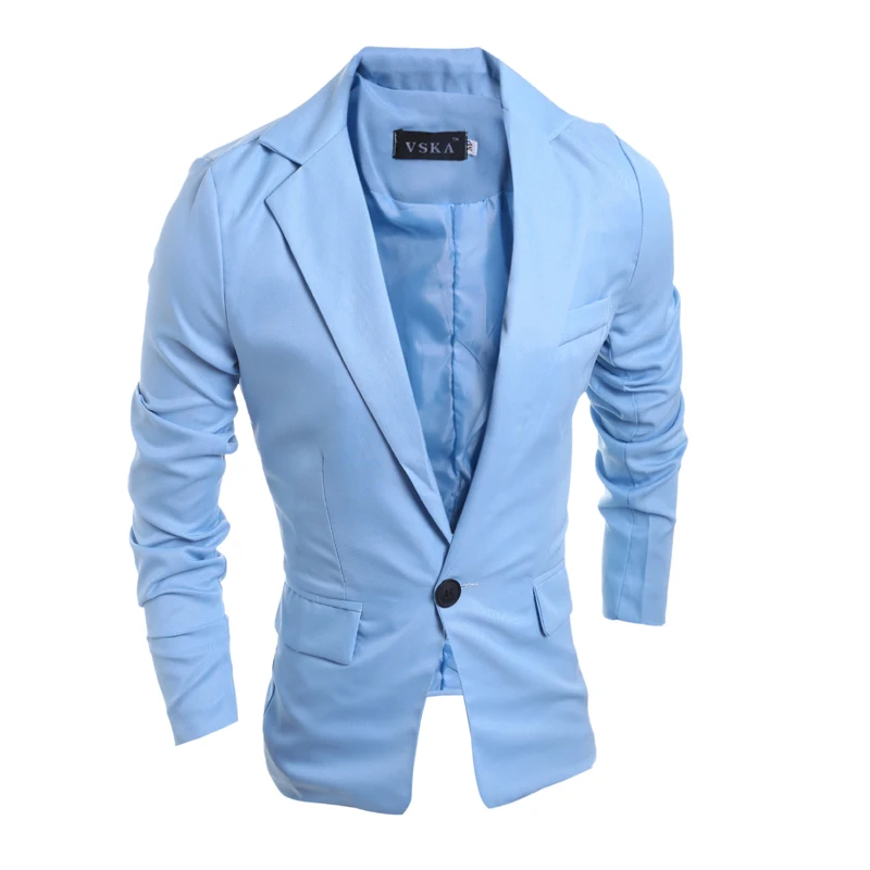 Vska Men Fashion Casual Bussiness Silm Fit 1-Button Plaid Blazer Coats
