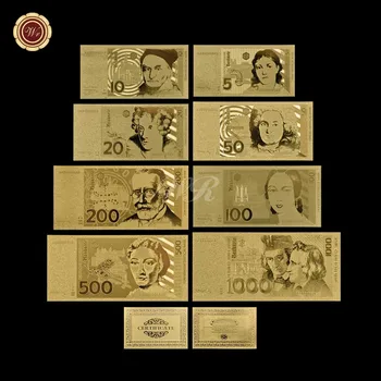 

Germany Gold Banknote Set Pure Gold Plated 5.10.20.50.100.200.500 1000 German Mark Paper Money UNC Bill Gift