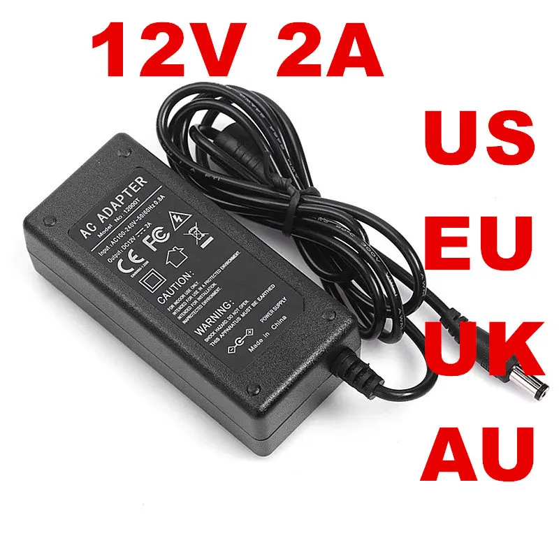 1 шт. 24 Вт 12V2A адаптер переменного тока 12 В 2A ac-dc 100-240VAC DC12V+ US EU UK AU вилка