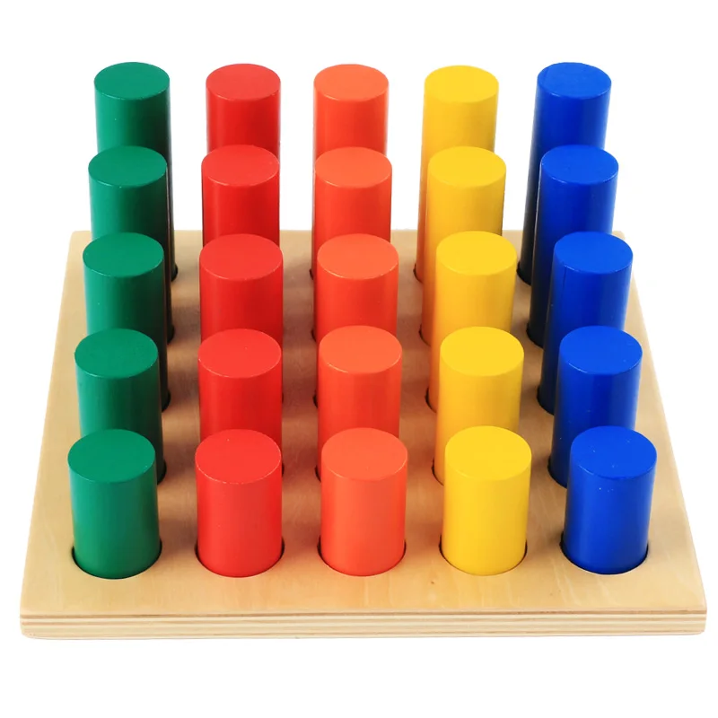 Монтессори сенсоиральные игрушки Геометрические шаги цилиндр математики малышей Kingarten Цвет обучения Развивающие игрушки для детей
