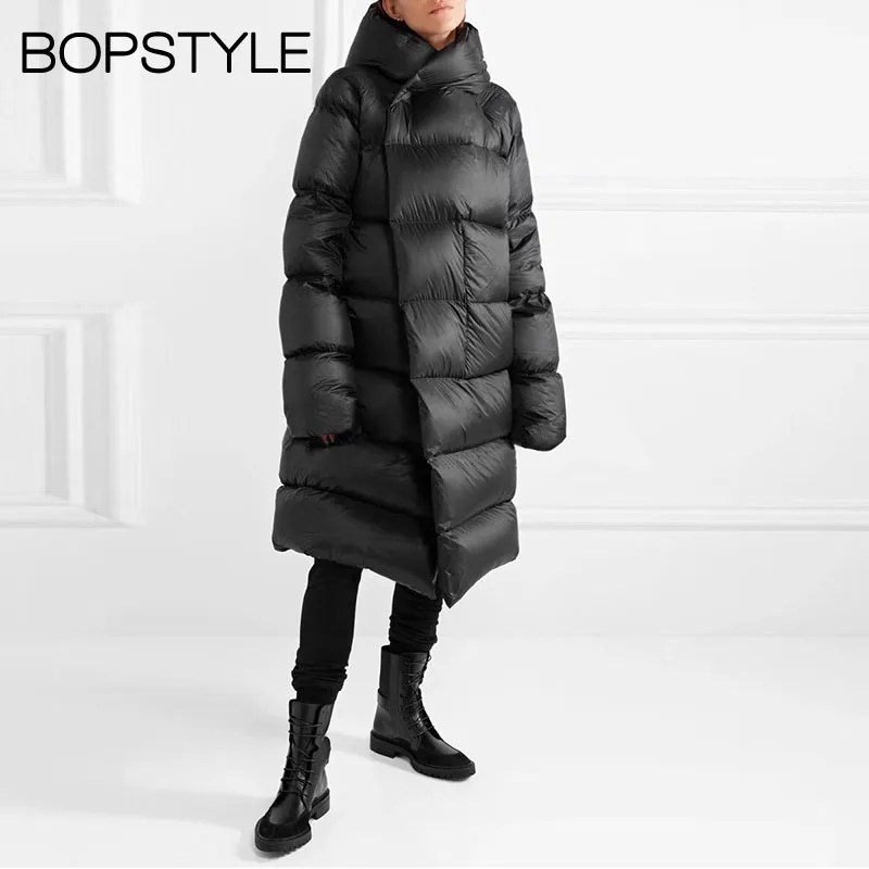 

Black/Grey Green Color Oversized Hooded White Duck Down Coat - F/W 2018 Women Soft Warmer Oversized Long Down Jacket Outerwear