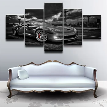

Modular Unique Wall Art Pictures Canvas HD Printed Poster Modern Home Decor 5 Pieces Chevrolet Corvette Car Painting Framework