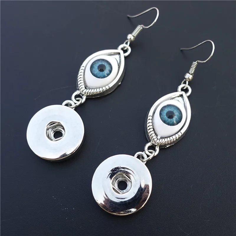 Turkish Evil Eye Metal 18mm Snap Buttons Dangle Earrings For Women Jewelry