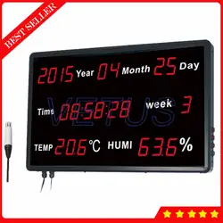 HE218B Температура датчик влажности большой ЖК-дисплей домашние термометр-гигрометр метр с календарем время Дисплей