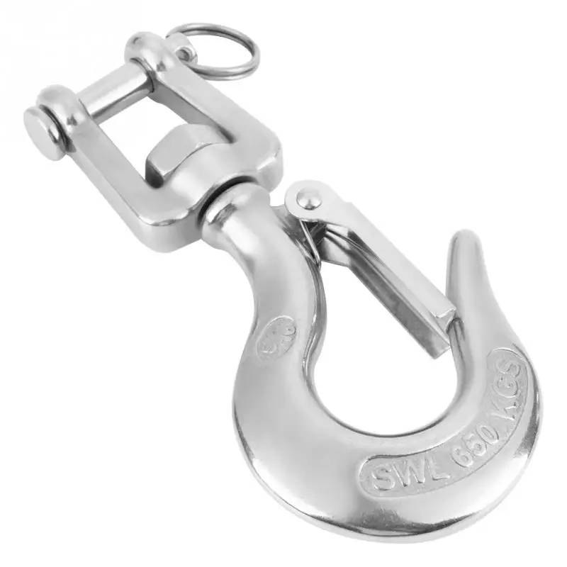  650kg/ 1000kg Loading 304 Stainless Steel Swivel Lifting Hook with Latch Rigging Accessory