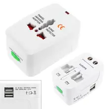 

Multi-purpose White Global Universal Travel Adapter Plug Double USB Port AC Power Adaptor with AU US UK EU Plug Socket Converter