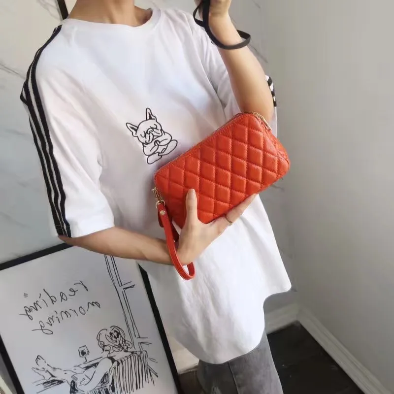 

Double Zipper Diamond lattice women Day clutch bag Cow Leather Women Handbags Flap Bag Luxury Party Evening bags