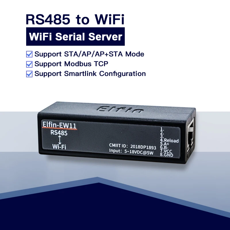 

EW11 MINI RS485 serial server to Ethernet ModbusTCP serial to Ethernet RJ45 converter with embedded web server