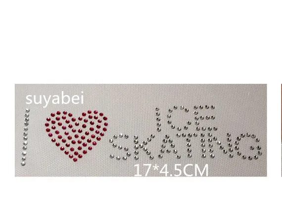 2 шт./лот I love skate iron on applique patches hot fix rhinestone transfer motives crystal transfers дизайн для рубашки |