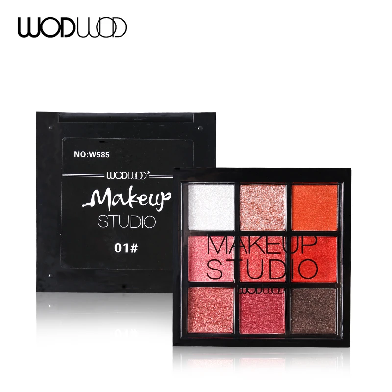 WODWOD Make Up Pallete 9 цветов Палитра теней для век Матовая мерцающая пудра Красные Тени для век Блеск водостойкая косметика