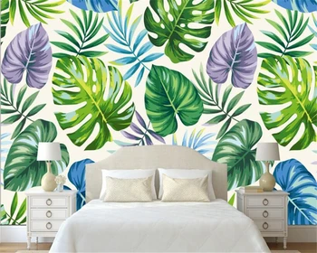 

beibehang Modern acoustic personality wall paper simple tropical rainforest plant banana leaf garden mural background wallpaper