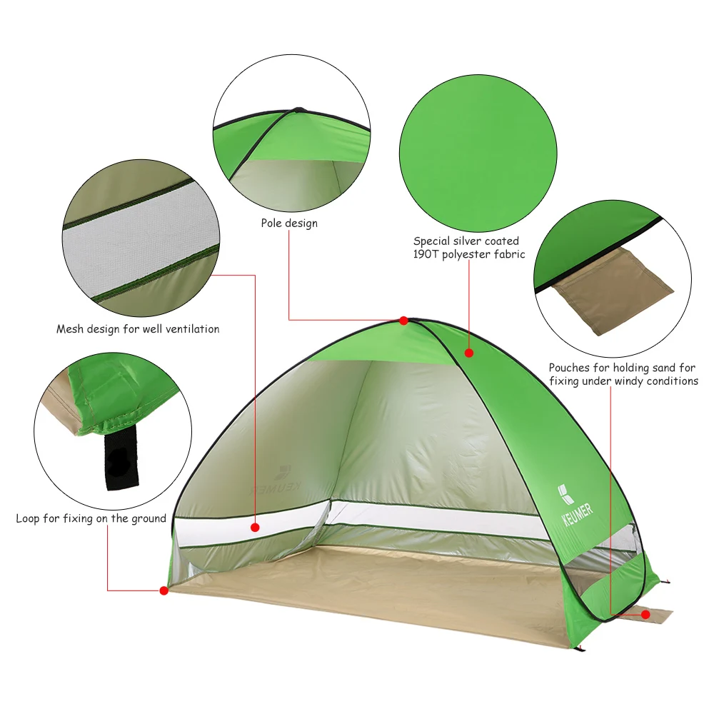 Открытый палатки Автоматический Мгновенный Всплывающий Портативный пляжный тент анти УФ укрытие Кемпинг Рыбалка Туризм Пикник