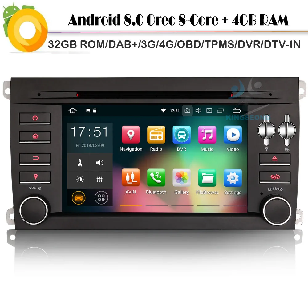 

Android 8.0 Autoradio Octa Core Sat Nav DAB+ Radio for Porsche Cayenne Sat Nav DTV-T2 WiFi 4G GPS Bluetooth Car stereo
