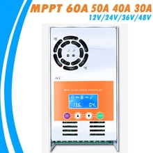 MPPT 60a 50A 40A 30A заряда и разрядки контроллер 12 В 24 В 36 В 48 В для авто MAX 190vdc Вход вентилируемый запечатанных гель NiCd li