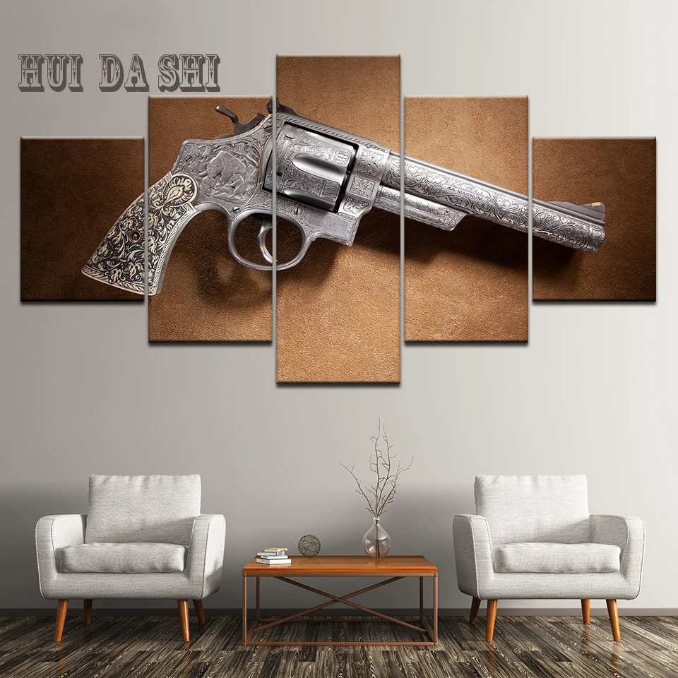 Modern Canvas Printed Painting 5 Pieces Wall Art Poster Weapons Revolver Home Decor For Living Room Modular Pictures Artwork Modern Canvas Printed Painting 5 Pieces Wall Art Poster Weapons Revolver Home Decor For Living Room Modular Pictures Artwork