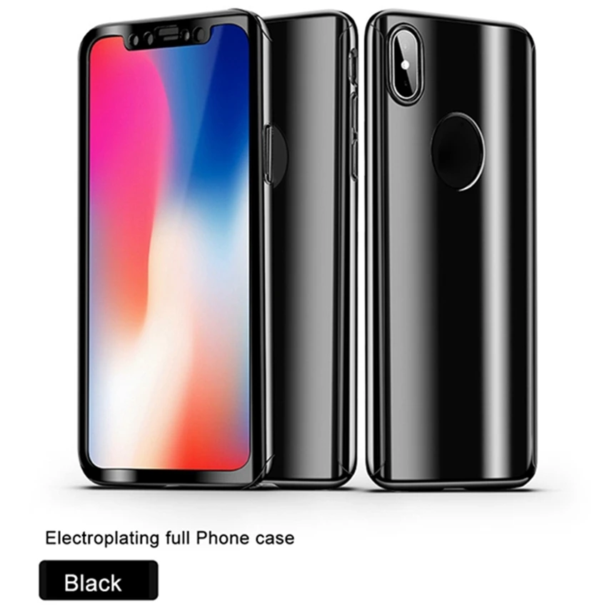 OLLIVAN Mirror Case For iPone X 360 Full Cover Protection For iPhone 7 8 6 6s Plus Smooth Cases Have Logo Hole Hard PC Coque (2)