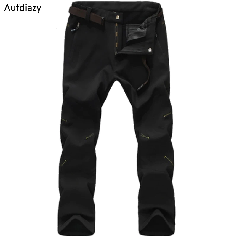Aufdiazy hombres invierno Fleece Softshell Trekking caminando pantalones hombres pantalones a prueba de viento impermeables para acampar al aire libre pesca JM103