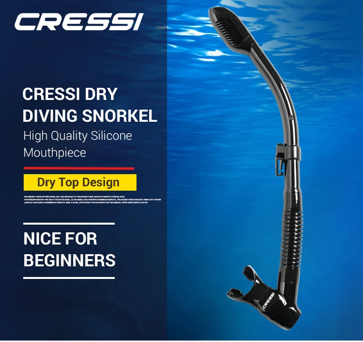 Cressi сухая силиконовая трубка дайвинг подводное плавание силикагель Гибкая дыхательная трубка оборудование для подводного плавания