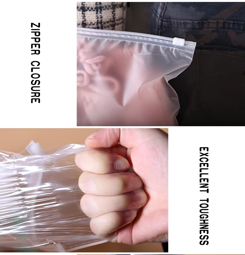 Матовые полупрозрачные пластиковые упаковочные сумки для хранения одежды с замком-молнией матовый прозрачный комплект одежды многоразовый Органайзер