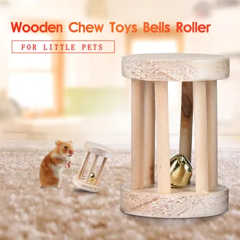 

Lovely Wooden Chew Little Pets Toys Bells Roller for hamsters chinchillas Guinea pigs and other small pets