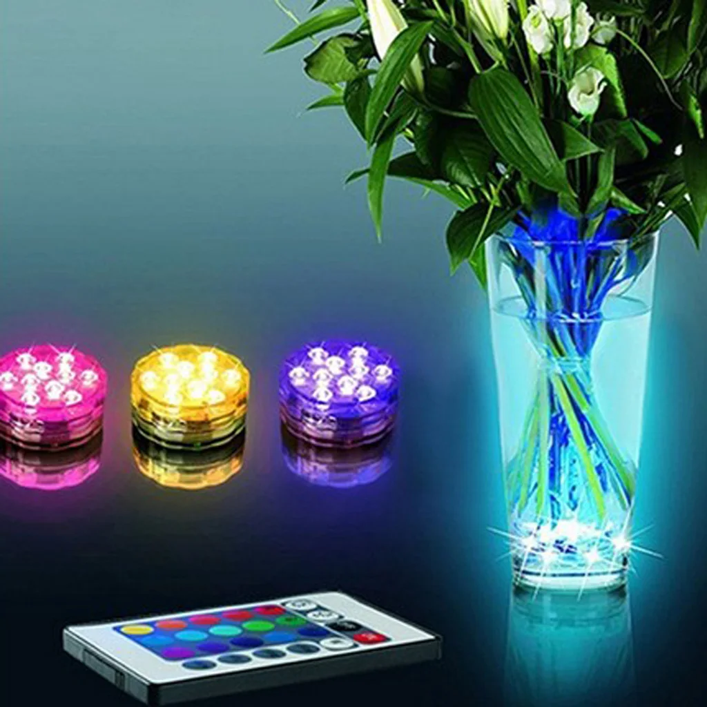 Цветной светодиодный RGB погружной светильник для свадебной вечеринки ваза лампа с пультом дистанционного управления для освещения вазы