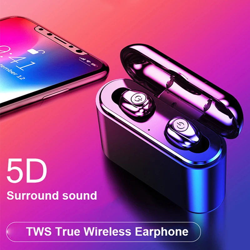 Teamyo TWS беспроводная Bluetooth гарнитура V5.0 с зарядным устройством Мини наушники