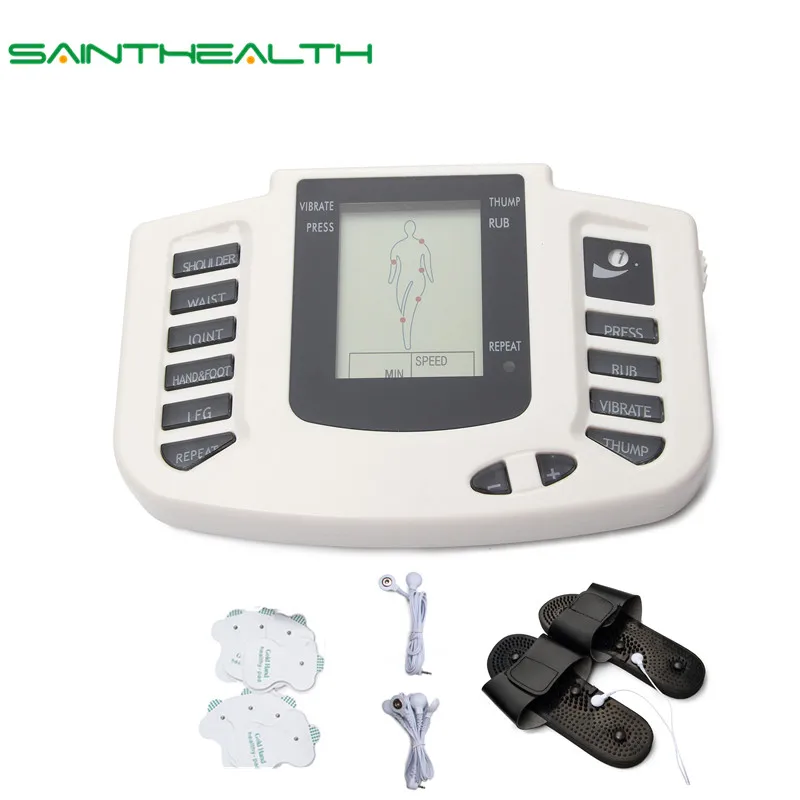 JR 309 Electroestimulador Muscular Body Relax Muscle Massager Pulse Tens Acupuncture Therapy Slipper 6 Electrode Pads