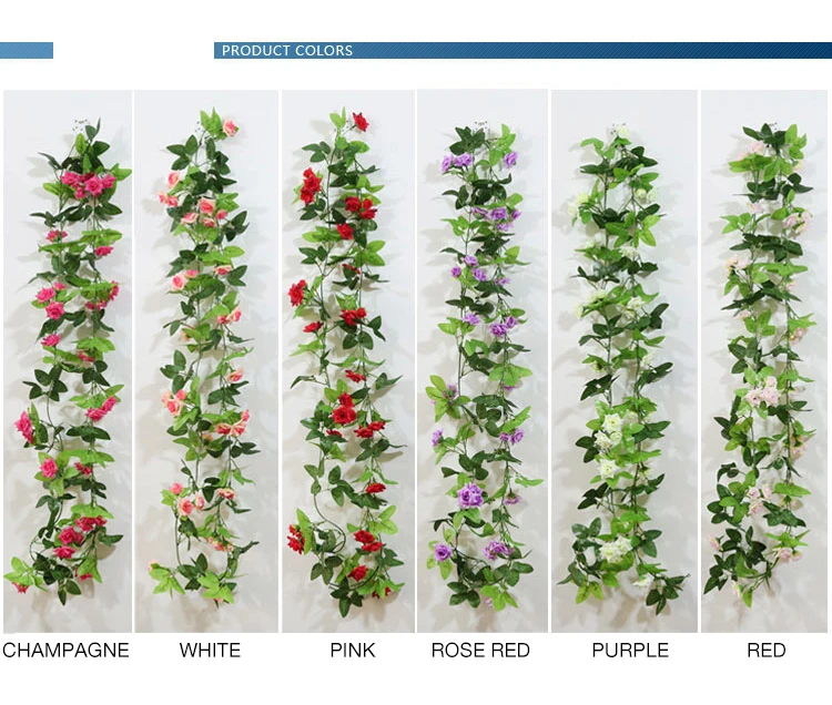 Luyue 33 головки/шт искусственный цветок лозы свадебные розы из ротанга настенные лозы Красочные Струны поддельные цветок Гирлянда домашний декор