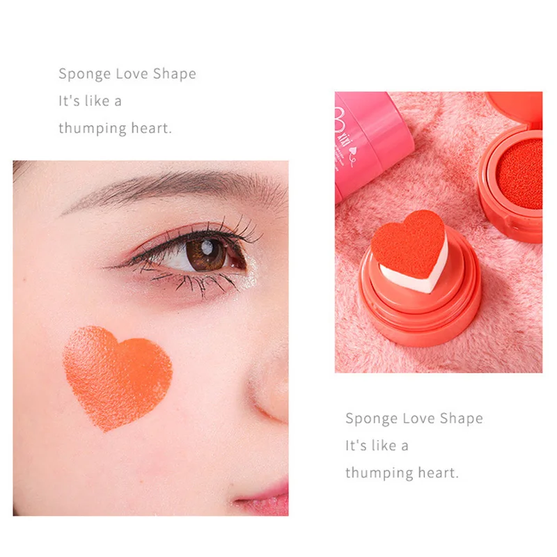 Makeup Blusher Palette Orange Peach Color Waterproof Air Cushion Blush Cream