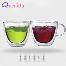 380 мл Круглые двойные стенки ручной работы стеклянные чашки термо эспрессо утренние кружки с ручкой кофе молоко сок новинка чашки