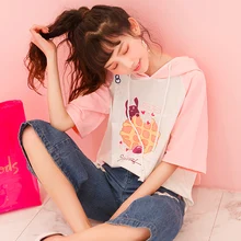 Харадзюку опрятная розовая Женская кавайная футболка, летняя повседневная футболка с милым Кроликом, японская женская футболка с милым кроликом и длинными ушами