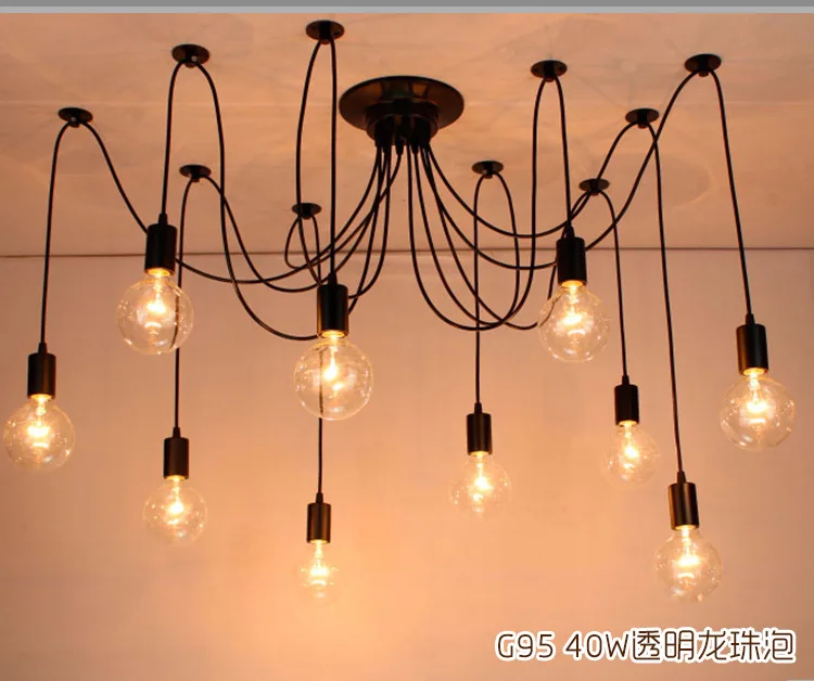 

Tiannvsanhua long spider lamp creative personality, material iron, E27 8 Head Bulb Edison Industrial Pendant Lights