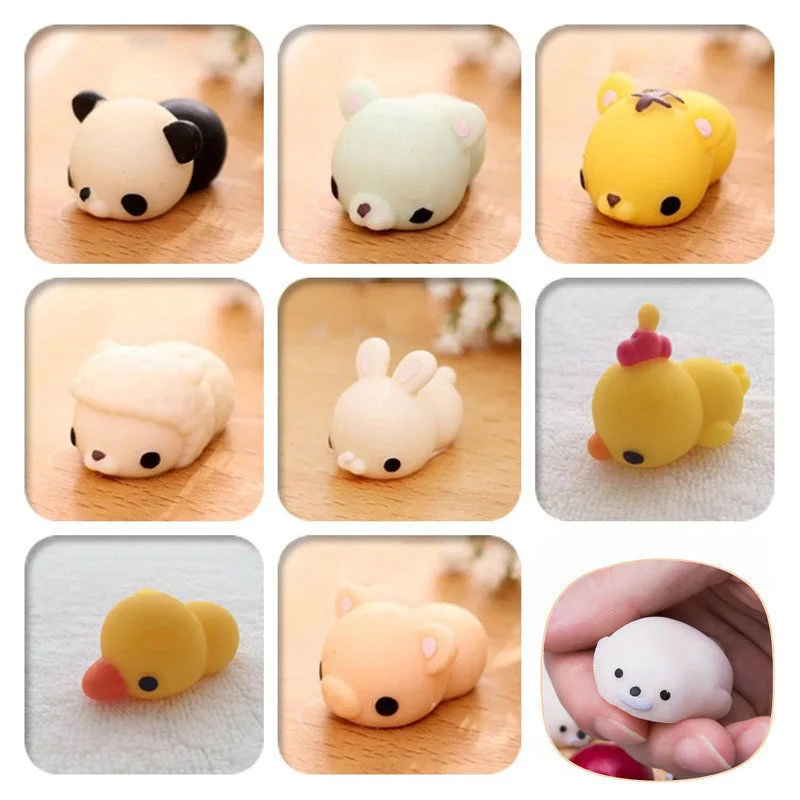 Kawaii Mini animals Mochi Squeeze эластичные мягкие панда курица утка овца свинья кролик Тигр мягкие телефонные ремешки детские игрушки